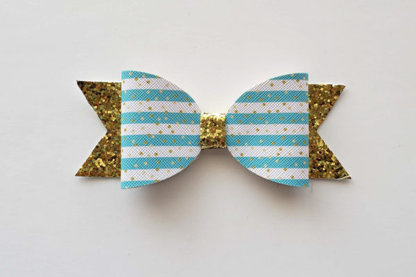 blue striped hair bow